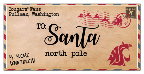Washington State Cougars 6" x 12" To Santa Sign