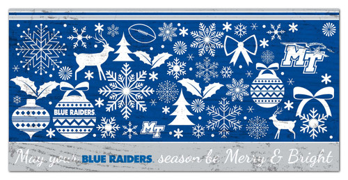 Middle Tennessee State Blue Raiders 6" x 12" Merry & Bright Sign