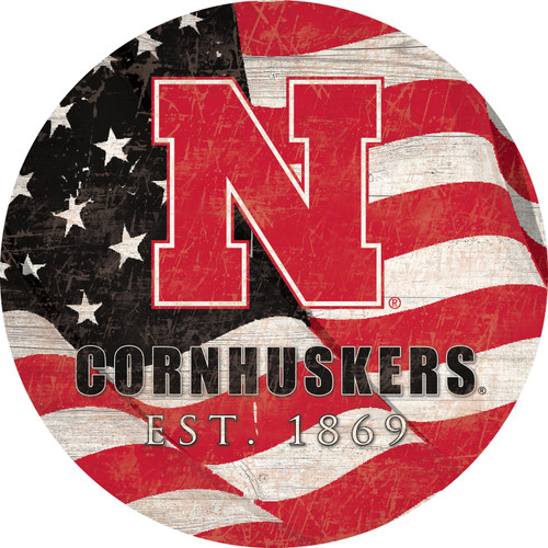 Nebraska Cornhuskers 24" Team Color Flag Circle Sign