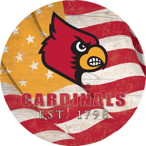 Louisville Cardinals 12" Team Color Flag Circle Sign