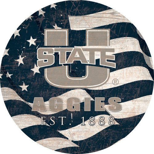 Utah State Aggies 12" Team Color Flag Circle Sign