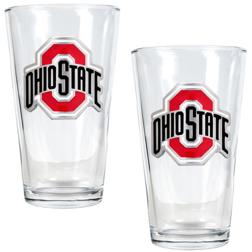 Ohio State Buckeyes College 16 Oz. Pint Glass 2-Piece Set
