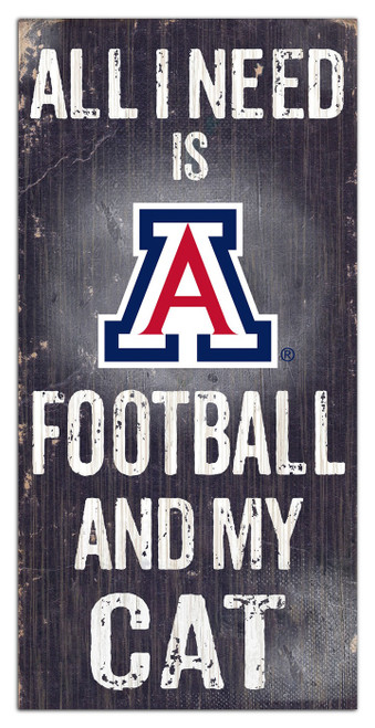 Arizona Wildcats 6" x 12" Football & My Cat Sign