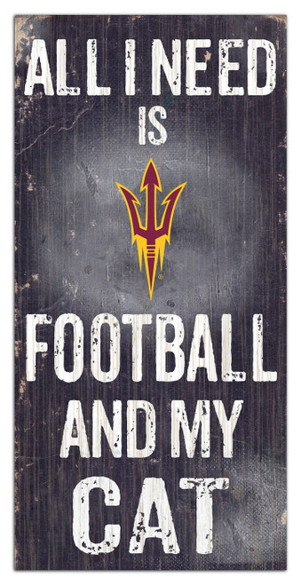 Arizona State Sun Devils 6" x 12" Football & My Cat Sign