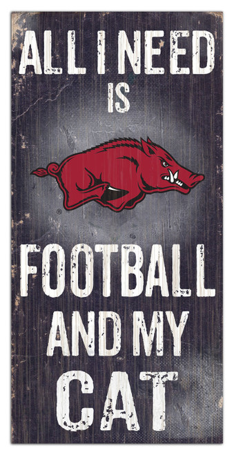 Arkansas Razorbacks 6" x 12" Football & My Cat Sign