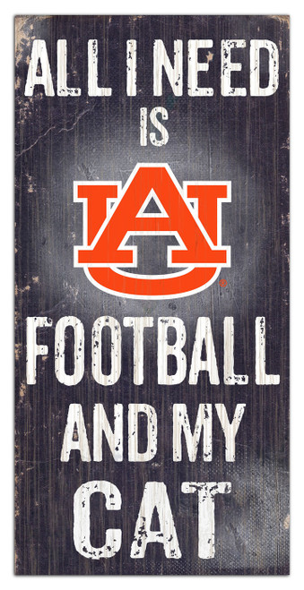 Auburn Tigers 6" x 12" Football & My Cat Sign