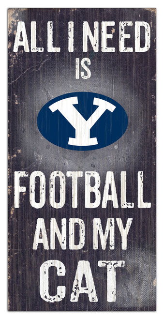 BYU Cougars 6" x 12" Football & My Cat Sign