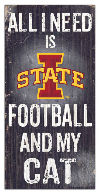 Iowa State Cyclones 6" x 12" Football & My Cat Sign