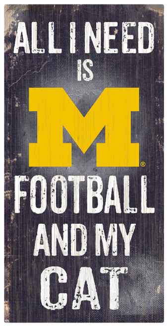 Michigan Wolverines 6" x 12" Football & My Cat Sign