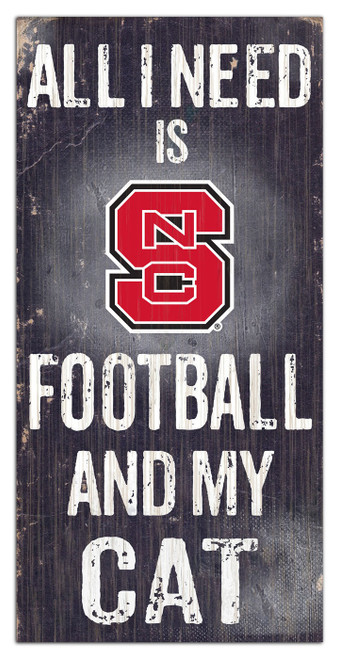 North Carolina State Wolfpack 6" x 12" Football & My Cat Sign