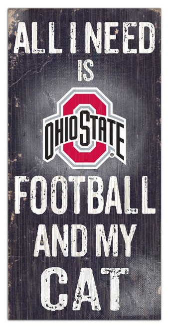 Ohio State Buckeyes 6" x 12" Football & My Cat Sign