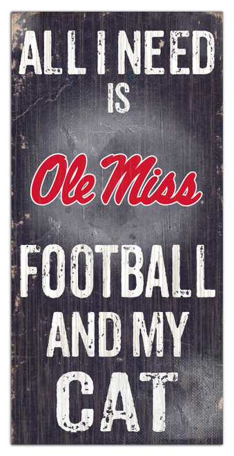 Mississippi Rebels 6" x 12" Football & My Cat Sign