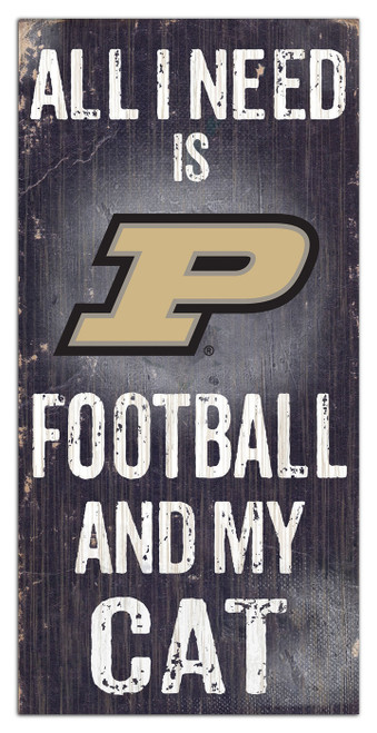 Purdue Boilermakers 6" x 12" Football & My Cat Sign