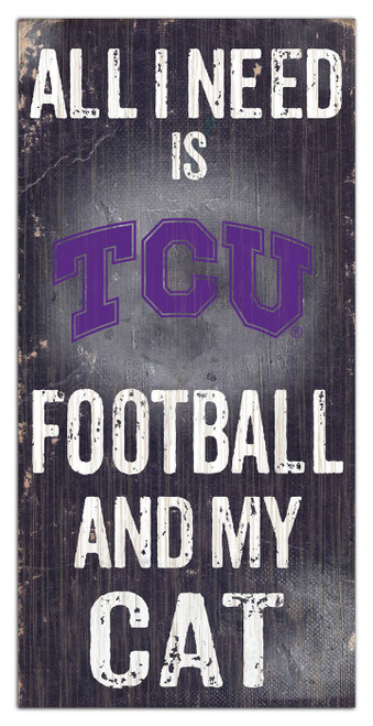 Texas Christian Horned Frogs 6" x 12" Football & My Cat Sign