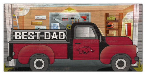 Arkansas Razorbacks Best Dad Truck 6" x 12" Sign