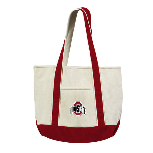 Ohio State Buckeyes Canvas Tote with Colored Strap
