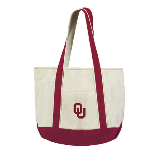 Oklahoma Sooners Canvas Tote with Colored Strap