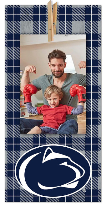 Penn State Nittany Lions Plaid Clothespin 6" x 12" Sign