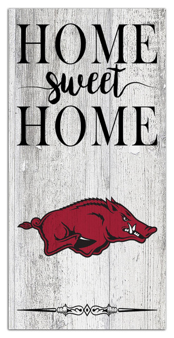 Arkansas Razorbacks Home Sweet Home Whitewashed 6" x 12" Sign