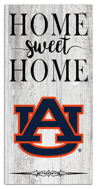 Auburn Tigers Home Sweet Home Whitewashed 6" x 12" Sign