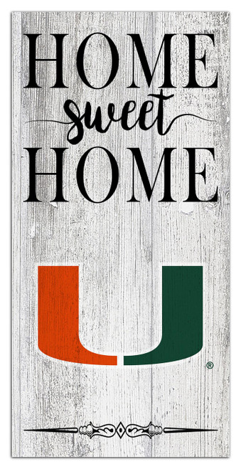 Miami Hurricanes Home Sweet Home Whitewashed 6" x 12" Sign