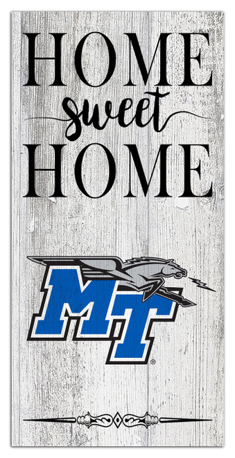Middle Tennessee State Blue Raiders Home Sweet Home Whitewashed 6" x 12" Sign