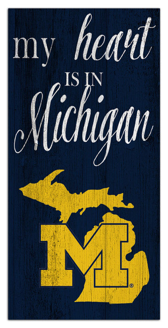 Michigan Wolverines My Heart State 6" x 12" Sign