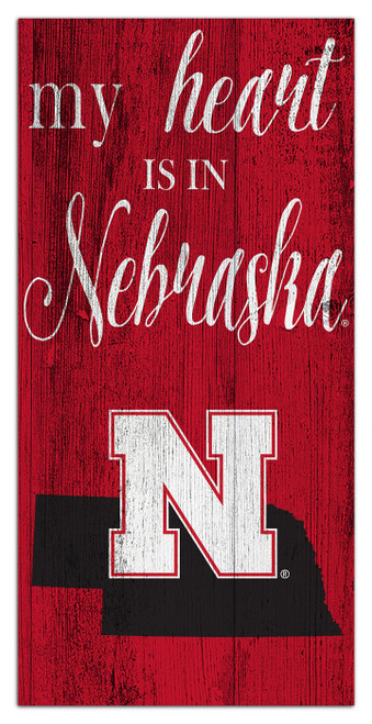 Nebraska Cornhuskers My Heart State 6" x 12" Sign