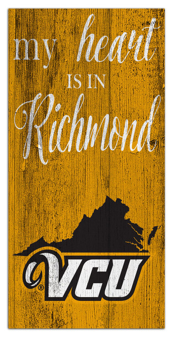 Virginia Commonwealth Rams My Heart State 6" x 12" Sign