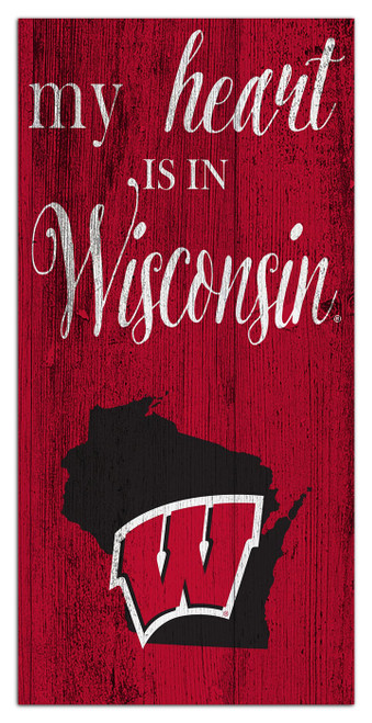 Wisconsin Badgers My Heart State 6" x 12" Sign