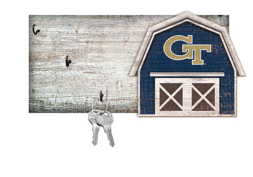 Georgia Tech Yellow Jackets 6" x 12" Team Barn Key Holder Sign