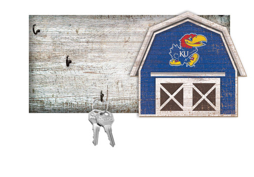 Kansas Jayhawks 6" x 12" Team Barn Key Holder Sign