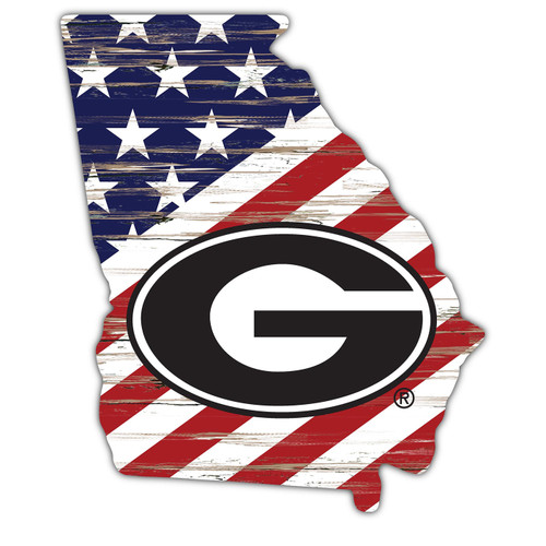 Georgia Bulldogs 12" USA State Cutout Sign