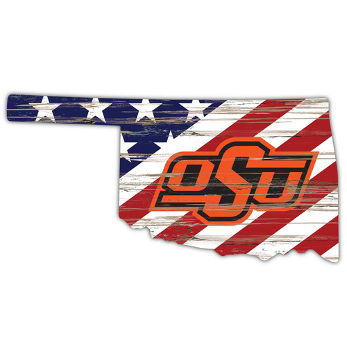 Oklahoma State Cowboys 12" USA State Cutout Sign