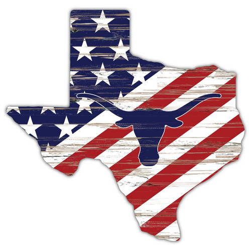 Texas Longhorns 12" USA State Cutout Sign