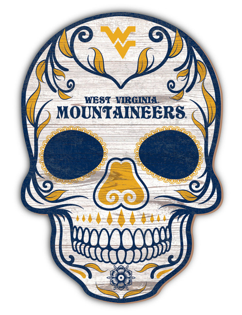 West Virginia Mountaineers 12" Sugar Skull Sign