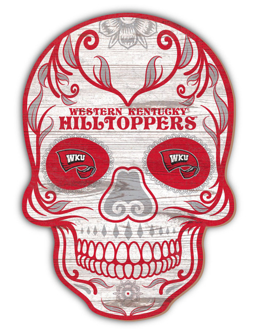 Western Kentucky Hilltoppers 12" Sugar Skull Sign