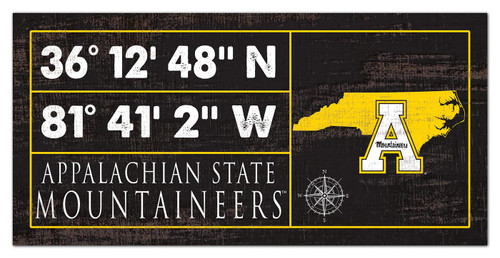 Appalachian State Mountaineers Horizontal Coordinate 6" x 12" Sign