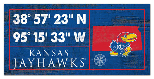 Kansas Jayhawks Horizontal Coordinate 6" x 12" Sign