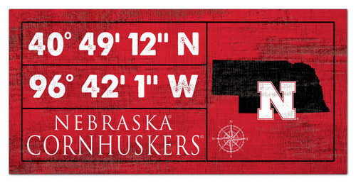 Nebraska Cornhuskers Horizontal Coordinate 6" x 12" Sign