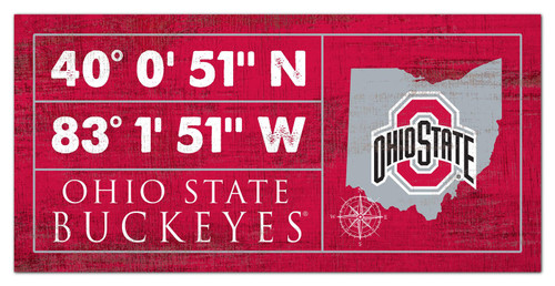 Ohio State Buckeyes Horizontal Coordinate 6" x 12" Sign