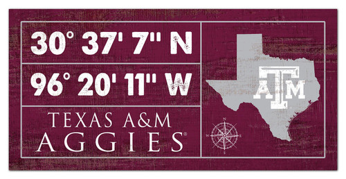 Texas A&M Aggies Horizontal Coordinate 6" x 12" Sign
