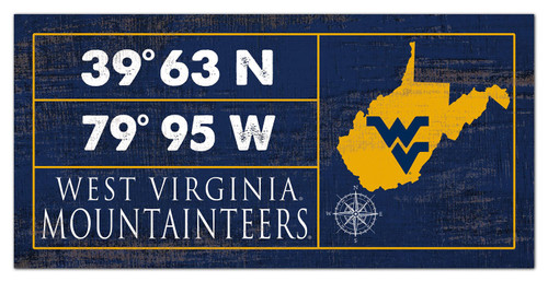 West Virginia Mountaineers Horizontal Coordinate 6" x 12" Sign