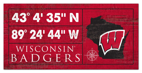 Wisconsin Badgers Horizontal Coordinate 6" x 12" Sign