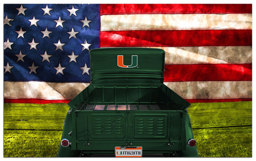 Miami Hurricanes Patriotic Retro Truck 11" x 19" Sign