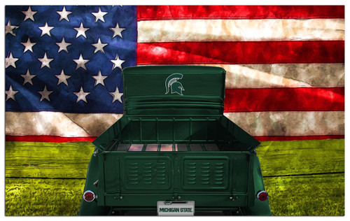 Michigan State Spartans Patriotic Retro Truck 11" x 19" Sign