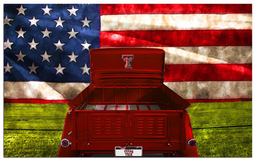 Texas Tech Red Raiders Patriotic Retro Truck 11" x 19" Sign