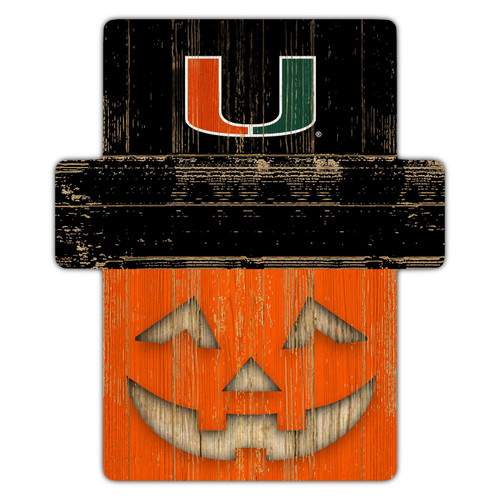 Miami Hurricanes Pumpkin Cutout with Stake