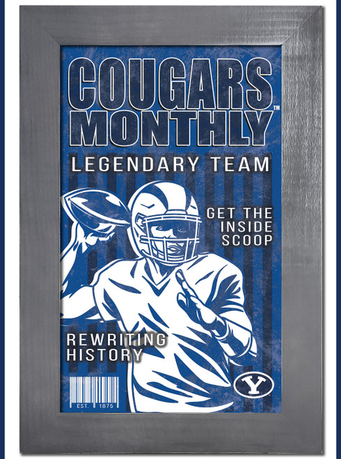 BYU Cougars Team Monthly 11" x 19" Framed Sign