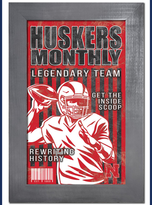 Nebraska Cornhuskers Team Monthly 11" x 19" Framed Sign